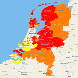 Kaart congestie teruglevering Nederland